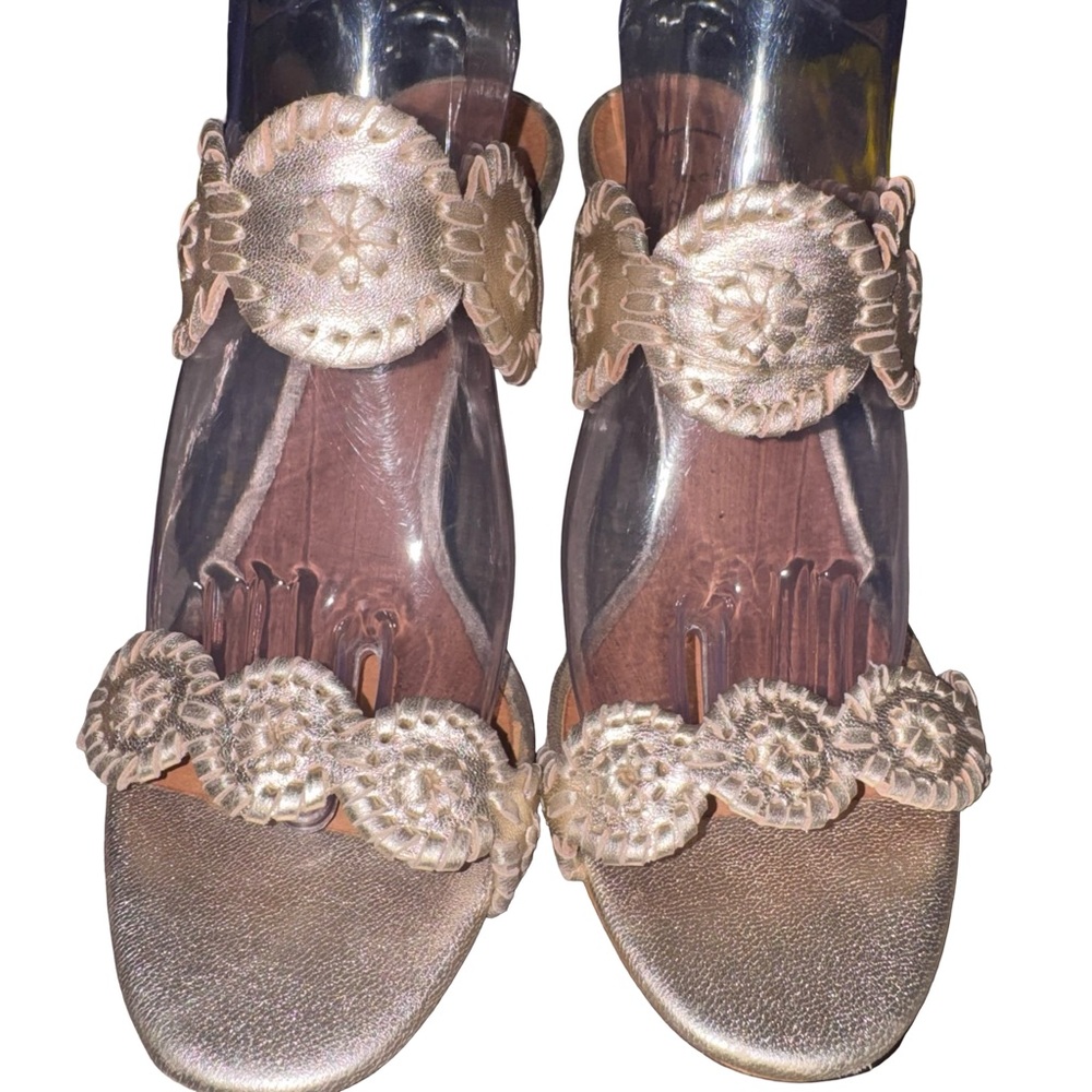 Wedge Sandals with Rose Gold Embellished Straps - Picture 3 of 7